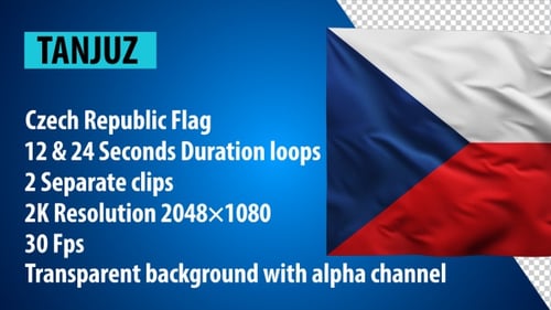 Realistic Waving Czech Republic Flag Seamless Loop with Alpha Channel