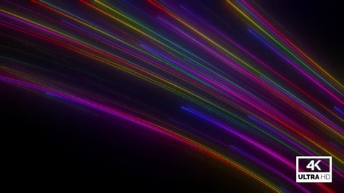 Abstract Neon Light Trails Data Stream Motion Background
