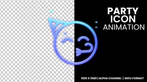 Neon Party Hat Emoji Icon Animation