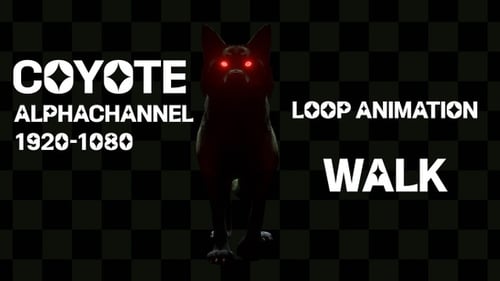 Looping 3D Animated Coyote Walk Cycle with Glowing Red Eyes