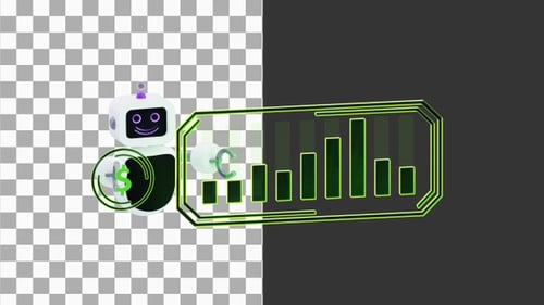 3D Animation of AI Robot Monitoring Dollar Growth | Alpha Channel