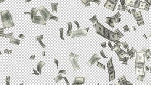 Animation fallender Dollar-Banknoten, auf Alpha Channel, Loop