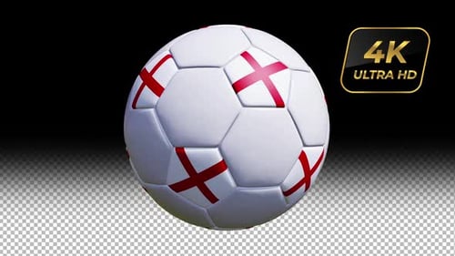 Spinning 3D Soccer Ball with England Flag