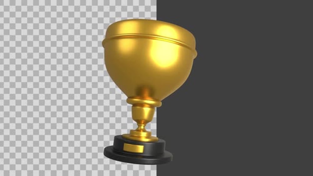 Golden Trophy Award 3D Rotation Animation on Alpha Channel, Elements ...