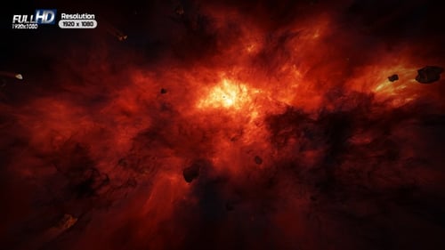 Dynamic Fiery Space Nebula and Asteroids Background