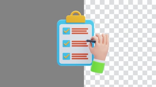 3D Hand Checking Tasks on Animated Checklist Clipboard