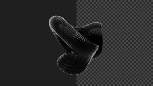 3D-Videoanimation schwarzes glänzendes abstraktes wirbelndes Objekt