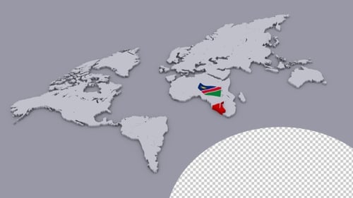 3D World Map Highlight with Waving Namibia Flag
