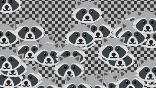 Animated Cartoon Raccoon Heads Flat Design Pattern