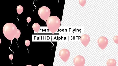 Birthday Balloons Flying with Alpha