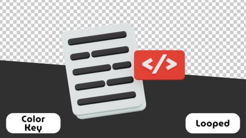 Minimalist 3D Document and Code Icon Animation