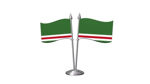 Waving Double Desk Flags Loop Animation