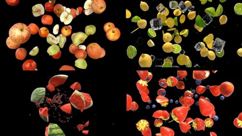 Dynamic Falling Fruits and Ice with Realistic Splashes