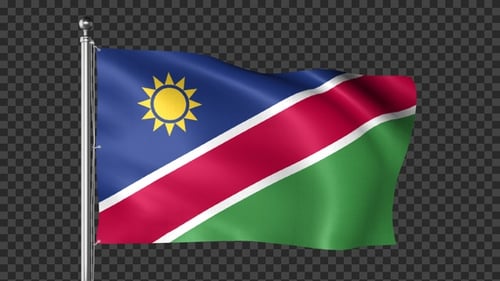Waving Flag of Namibia With Realistic Fabric Movement