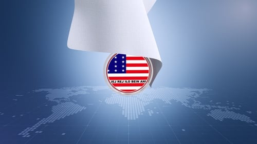 Fluid Cloth Reveals Emblem on Digital World Map Background