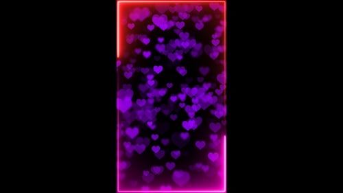 Vertical Neon Border Purple Heart Background Loop V3
