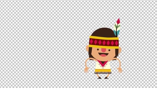 Happy Cartoon Child in Traditional Attire Dancing Animation