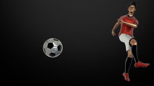 3D Animated Soccer Player Kicking Ball with Alpha Channel