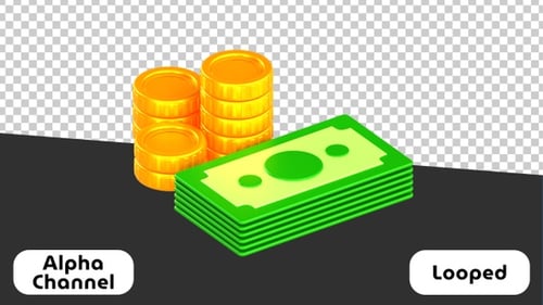 3D Animated Stacks of Money and Coins