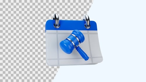 Animated 3D Gavel Lands on Calendar Icon for Legal Dates