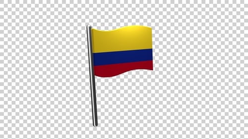 3D Animated Colombian Flag Waving on Transparent Background
