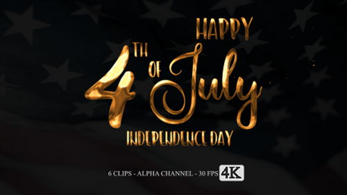 Happy 4th of July Independence Day Fluid Text Reveal