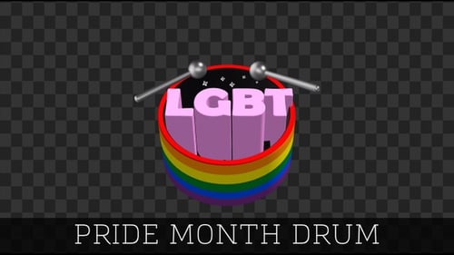 Animated LGBT Text Hit by Drumsticks on Rainbow Drum