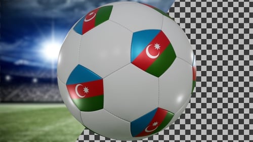 Drapeau de l'Azerbaïdjan avec football | UHD | 60fps