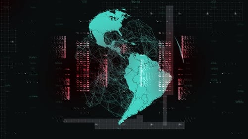 Futuristic Digital Globe with Network and Data Animation