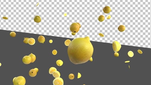 3D Falling Lemons Overlay | Alpha Channel