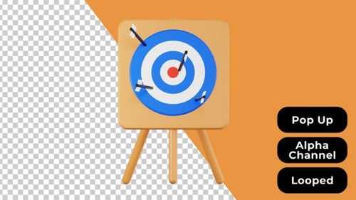 3D Pop Up Animation of Bullseye | Productivity | Alpha Channel