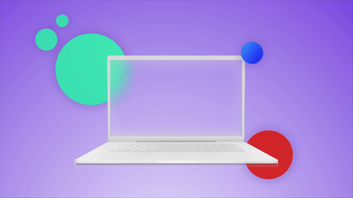 Flat Design Laptop Screen Reveal with Animated Geometric Shapes