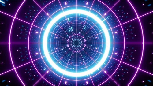 Neon Light Cyber Grid Tunnel Loop