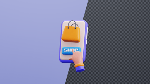 3D Animated Smartphone Shopping Icon With Tapping Hand