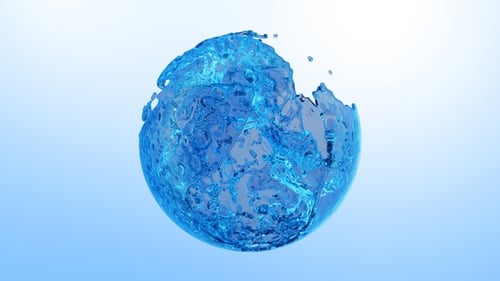 Blue Liquid Sphere Abstract Flowing Water Animation