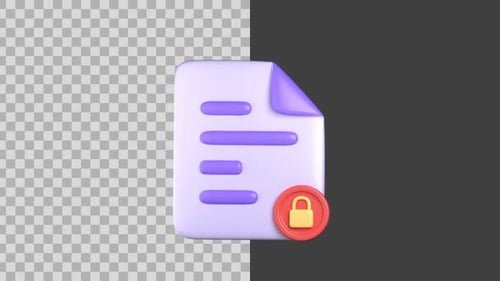 3D Animated Locked Document Icon