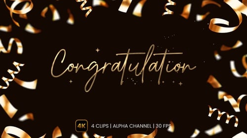 Animated Congratulation Message with Sparkle Write-On Effect