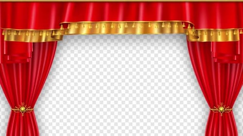 Theatre Curtain Red Gold Opening Stage Animation Alpha