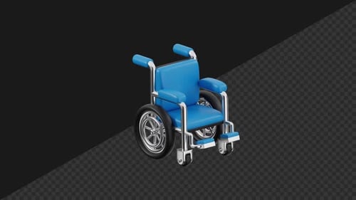 3D Wheel Chair Animation with Transparent Background