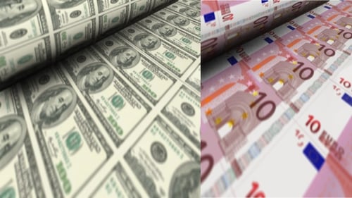 Dollar- und Euro-Hintergrundanimation
