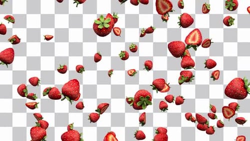 Realistic Falling Strawberries Animated Overlay
