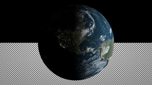 Rotation of the Earth from North America to Europe, Alpha Channel, Exclusive, 3D Render