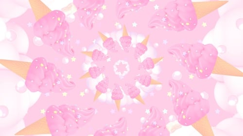 Whimsical Pink Ice Cream Cone Rotating Loop Background