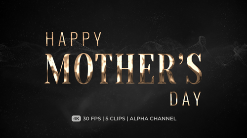 Happy Mother's Day Metallic Title Animation with Alpha Channel