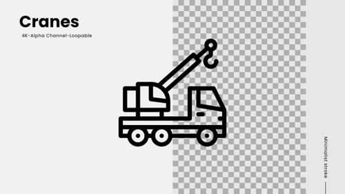 Animated Line Art Crane Truck Icon Loop