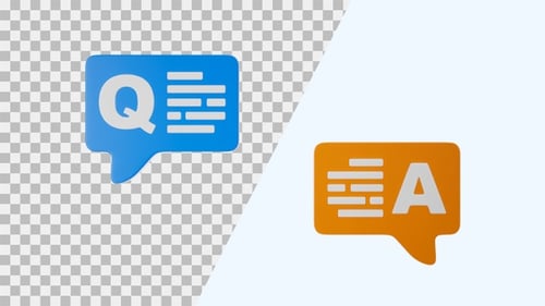 Floating 3D Q&A Icons for Communication