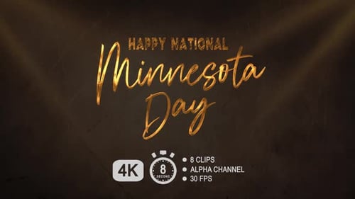 Animación de texto feliz Día Nacional de Minnesota