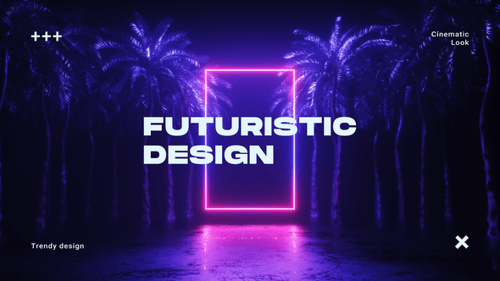 Neon Colorful Frame And Palm Trees Loop