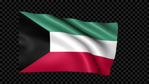 Kuwait National Flag Waving Loop