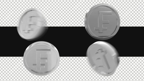 Pack Of Moving Silver Franc Coins On Alpha Loop